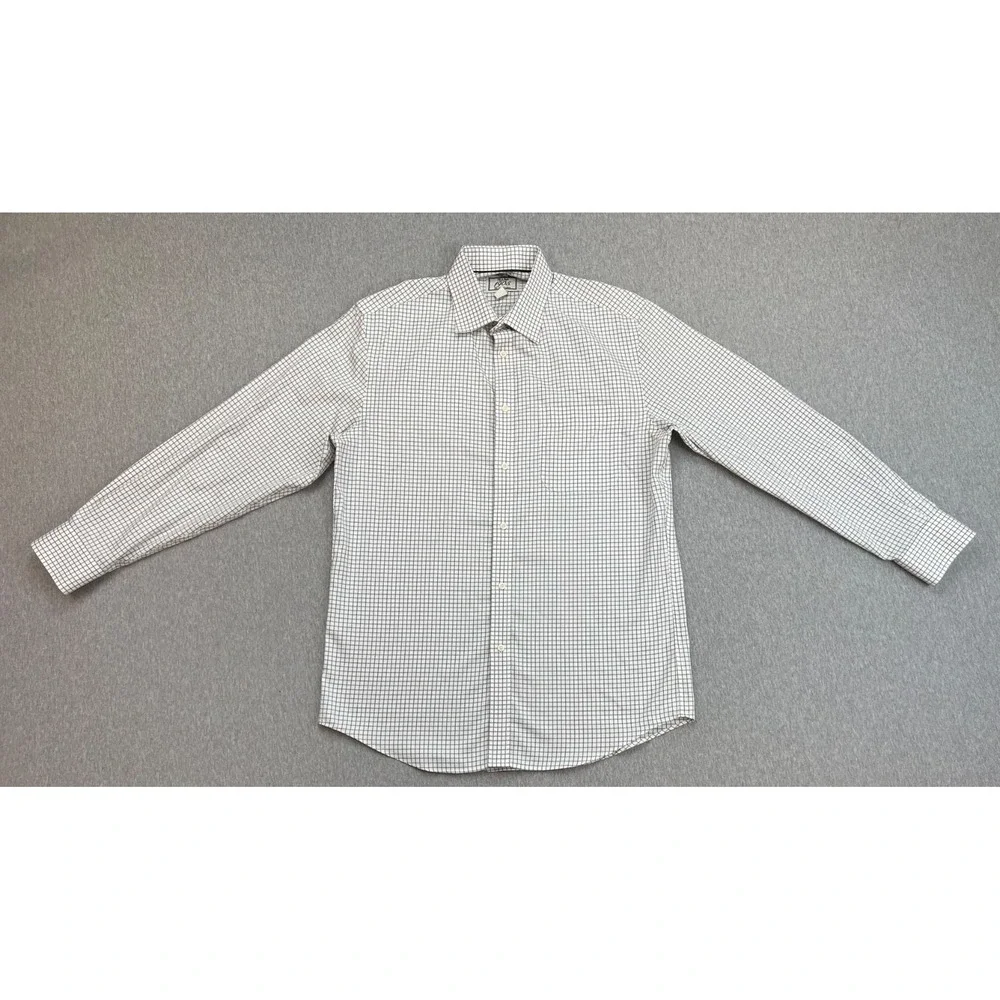 Jos A Bank Shirt Mens 15.5 - 33 Check 100% Cotton Button Up Tailored Fit